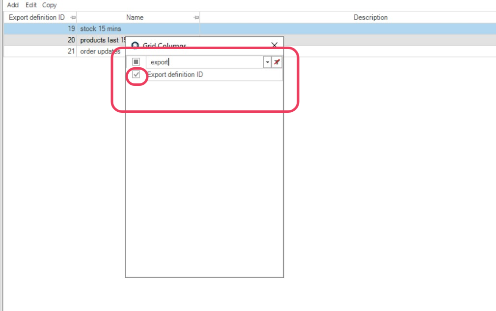 Add Export ID