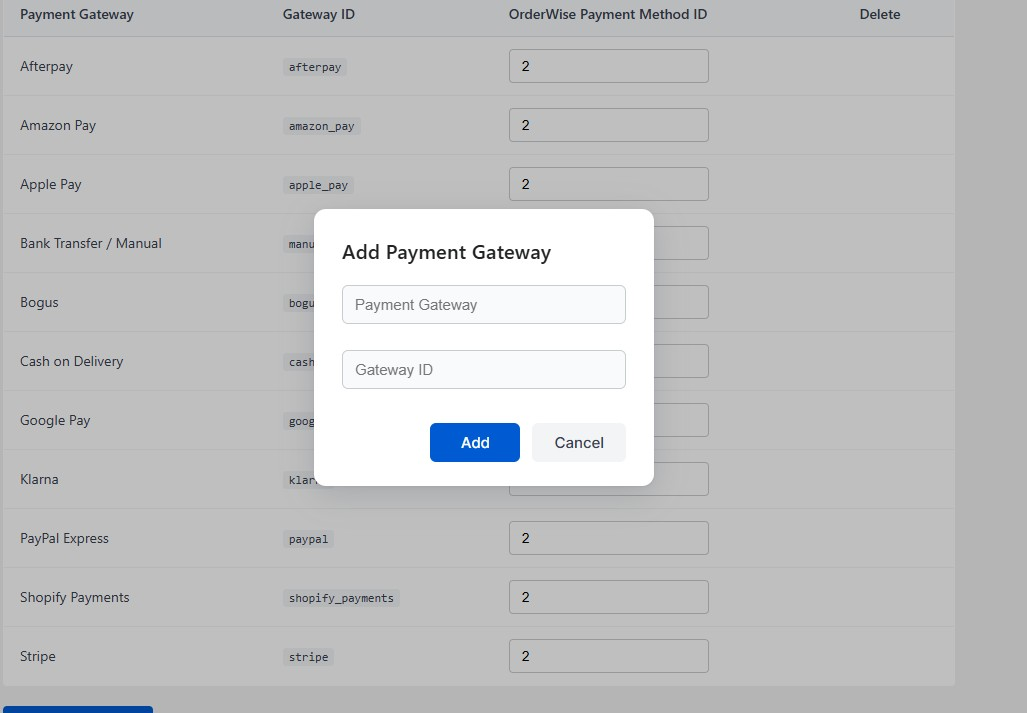 Add Payment Gateway