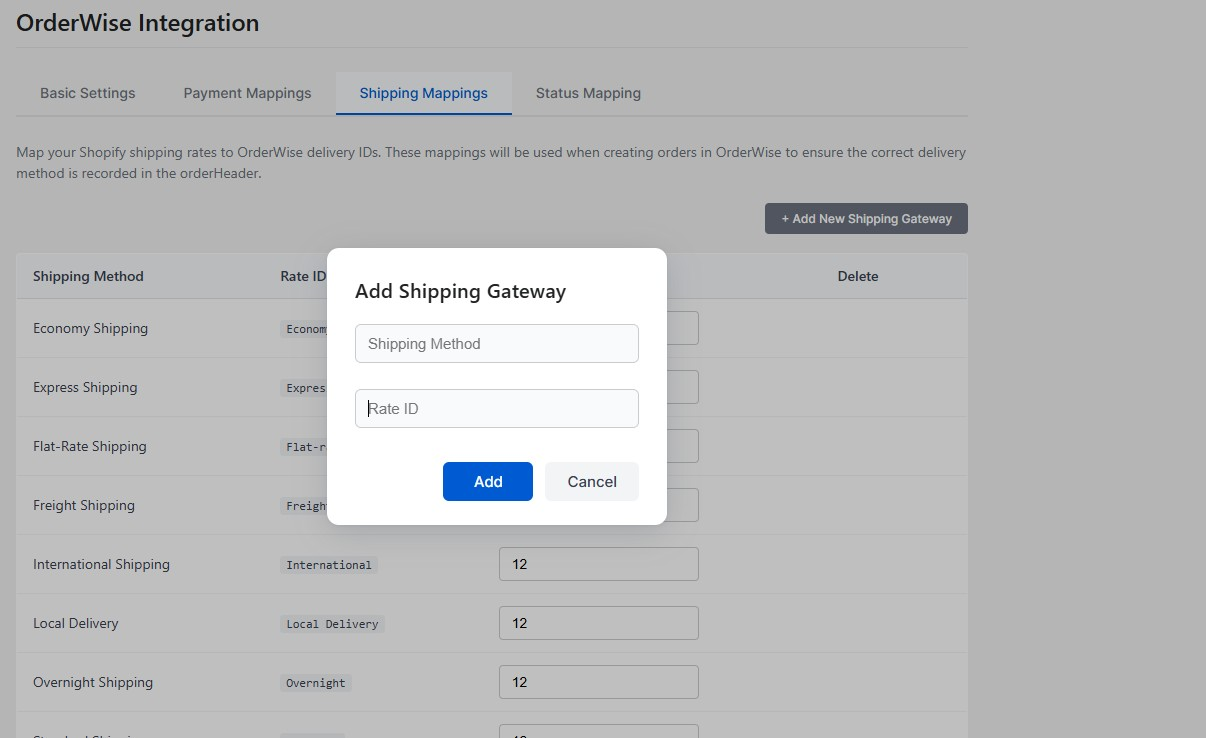 Add Shipping Method