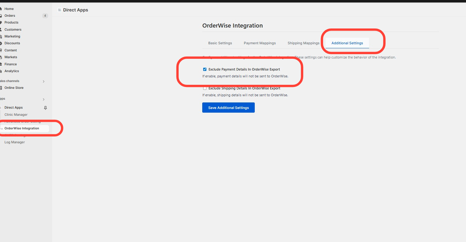 Exclude payment details setting