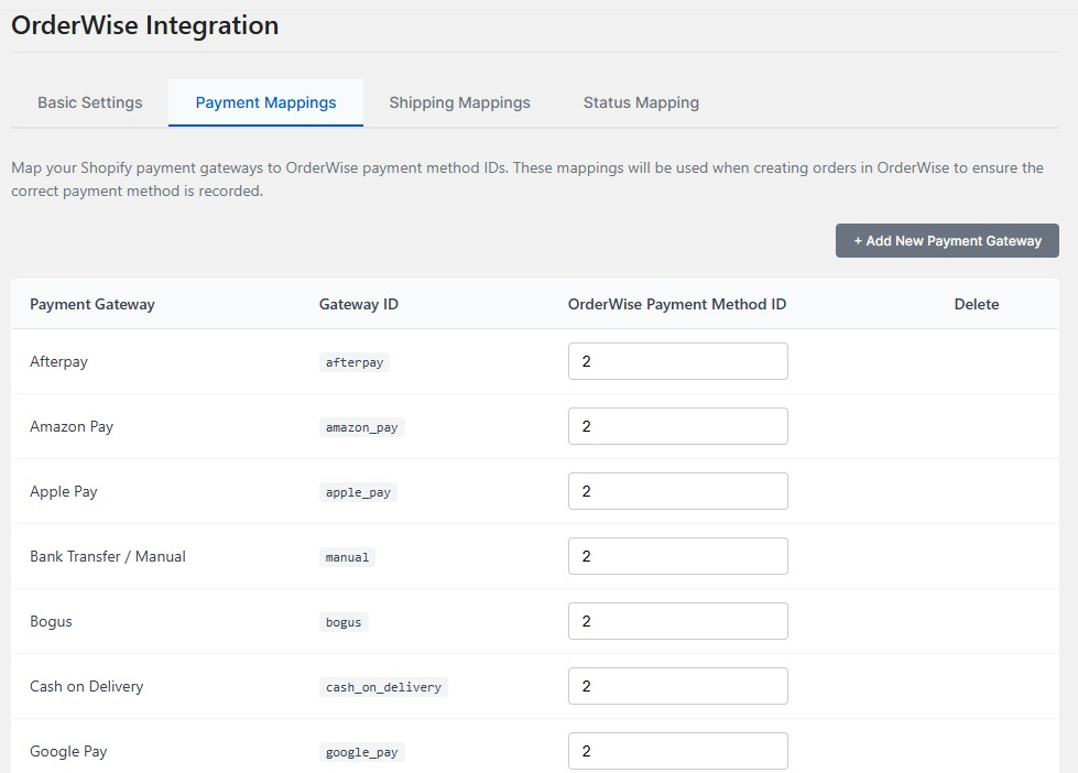 Payment Mapping Interface