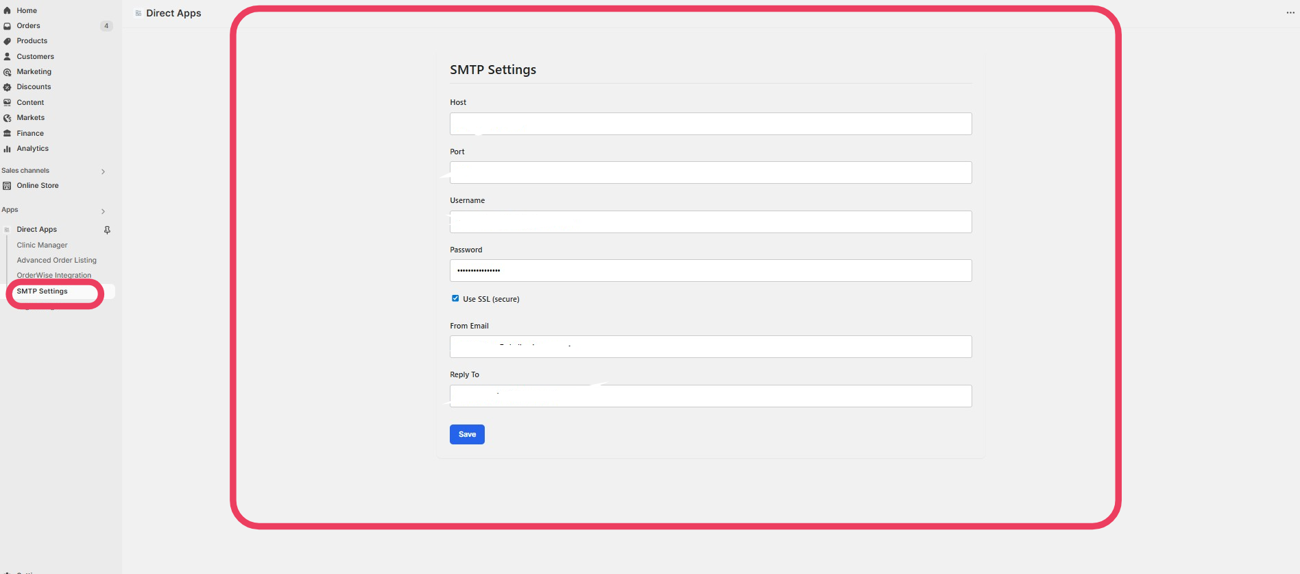 SMTP Settings